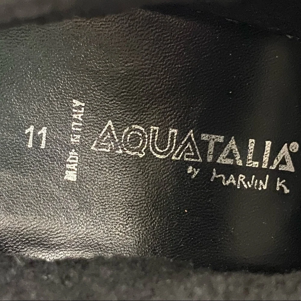 Aquatalia By Marvin K. size 11 Women’s Black Cameron Faux Fur Trim Wedge Bootie